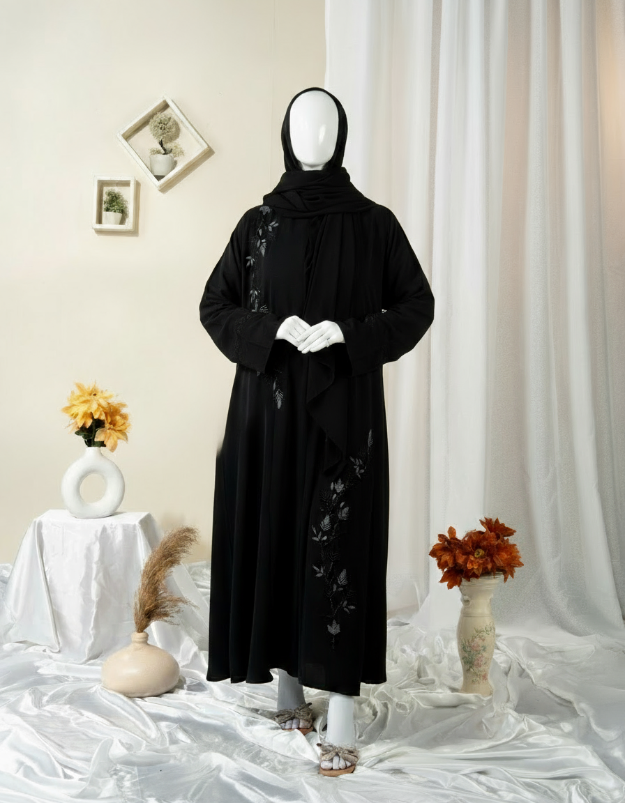Vine Embroidery Abaya - HD-1593-N