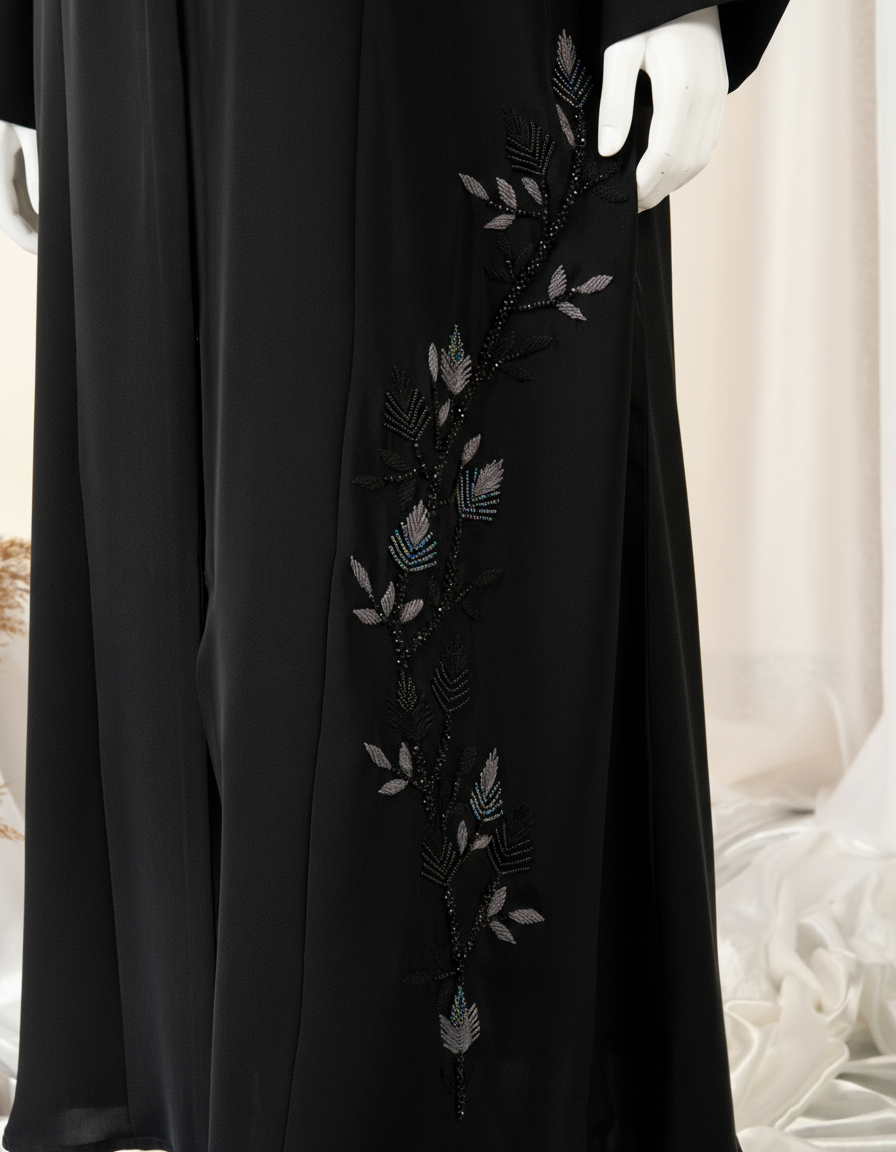 Vine Embroidery Abaya - HD-1593-N
