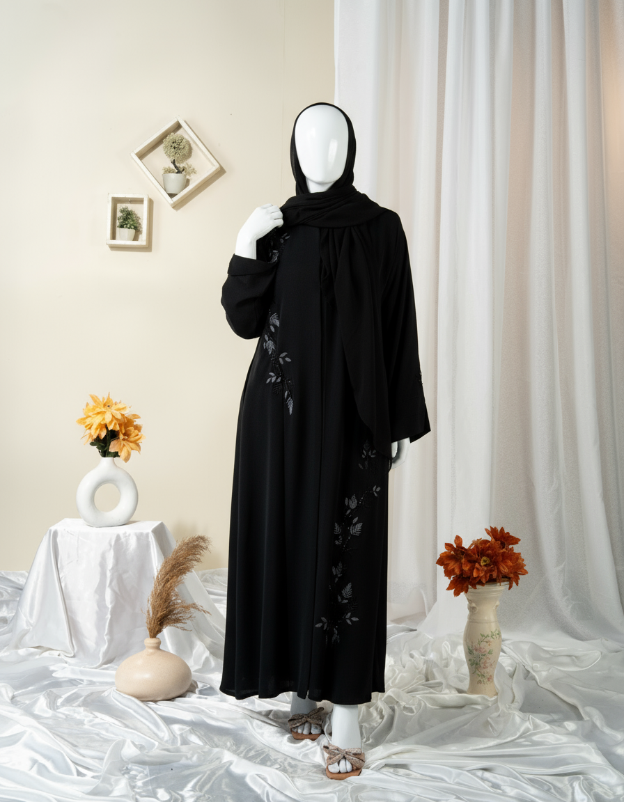Vine Embroidery Abaya - HD-1593-N