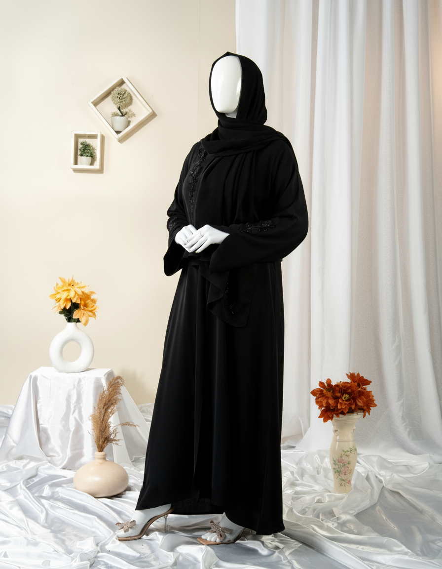 Studded Line Embroidery Abaya - HD-1601-N