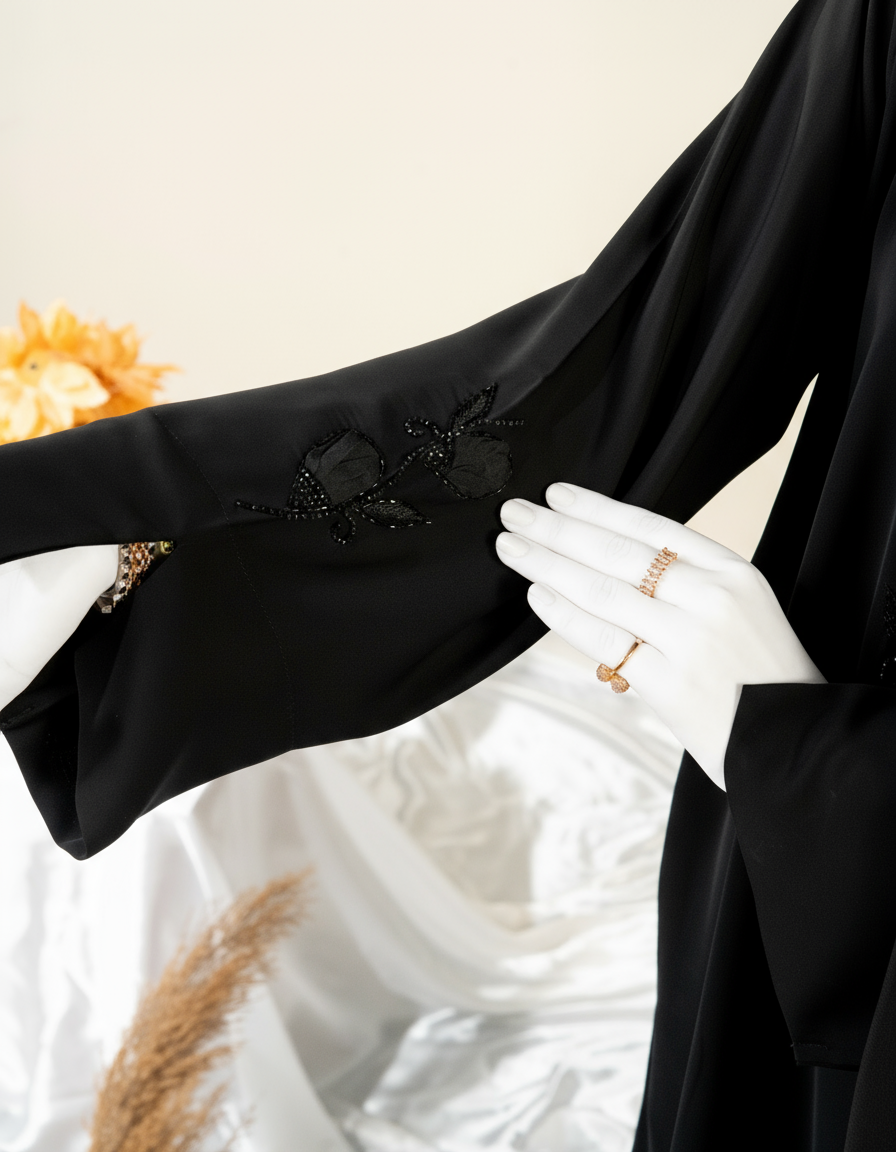 Studded Line Embroidery Abaya - HD-1601-N