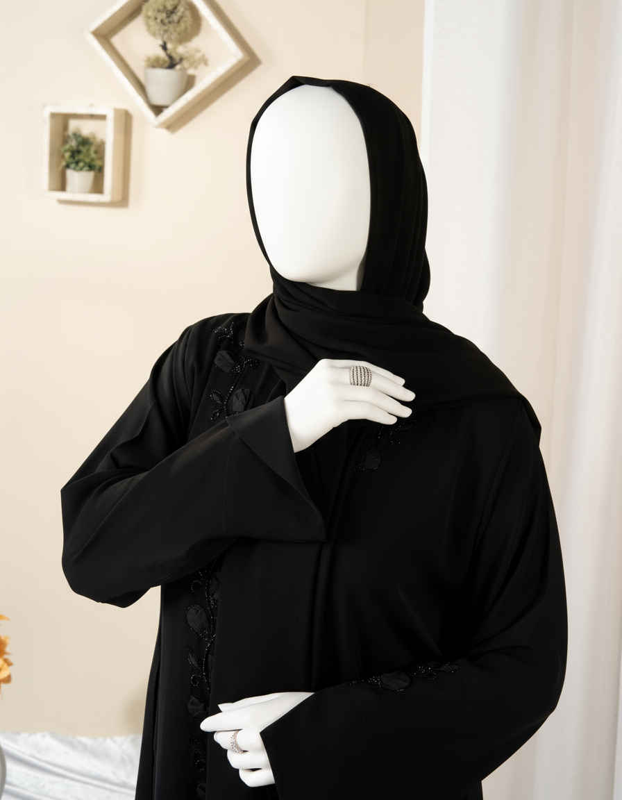 Studded Line Embroidery Abaya - HD-1601-N