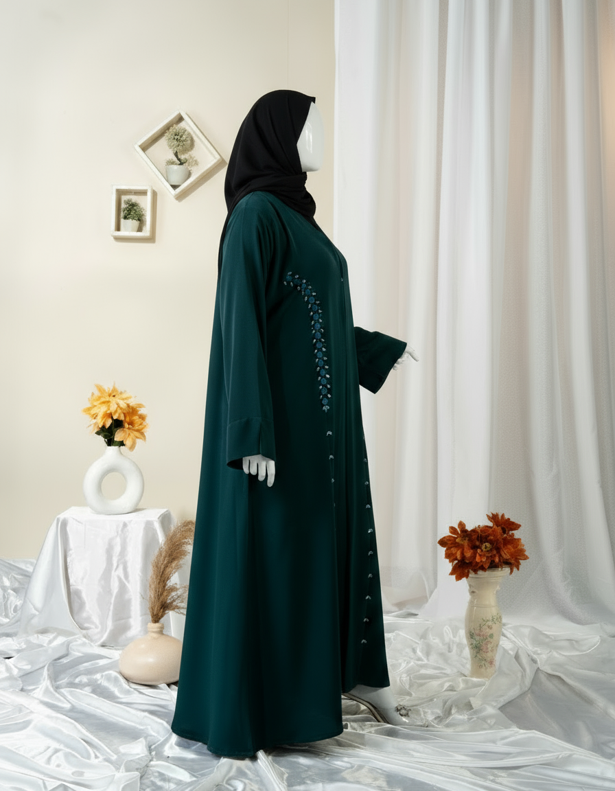Floral Motif Embroidery Abaya / HD-1602-N