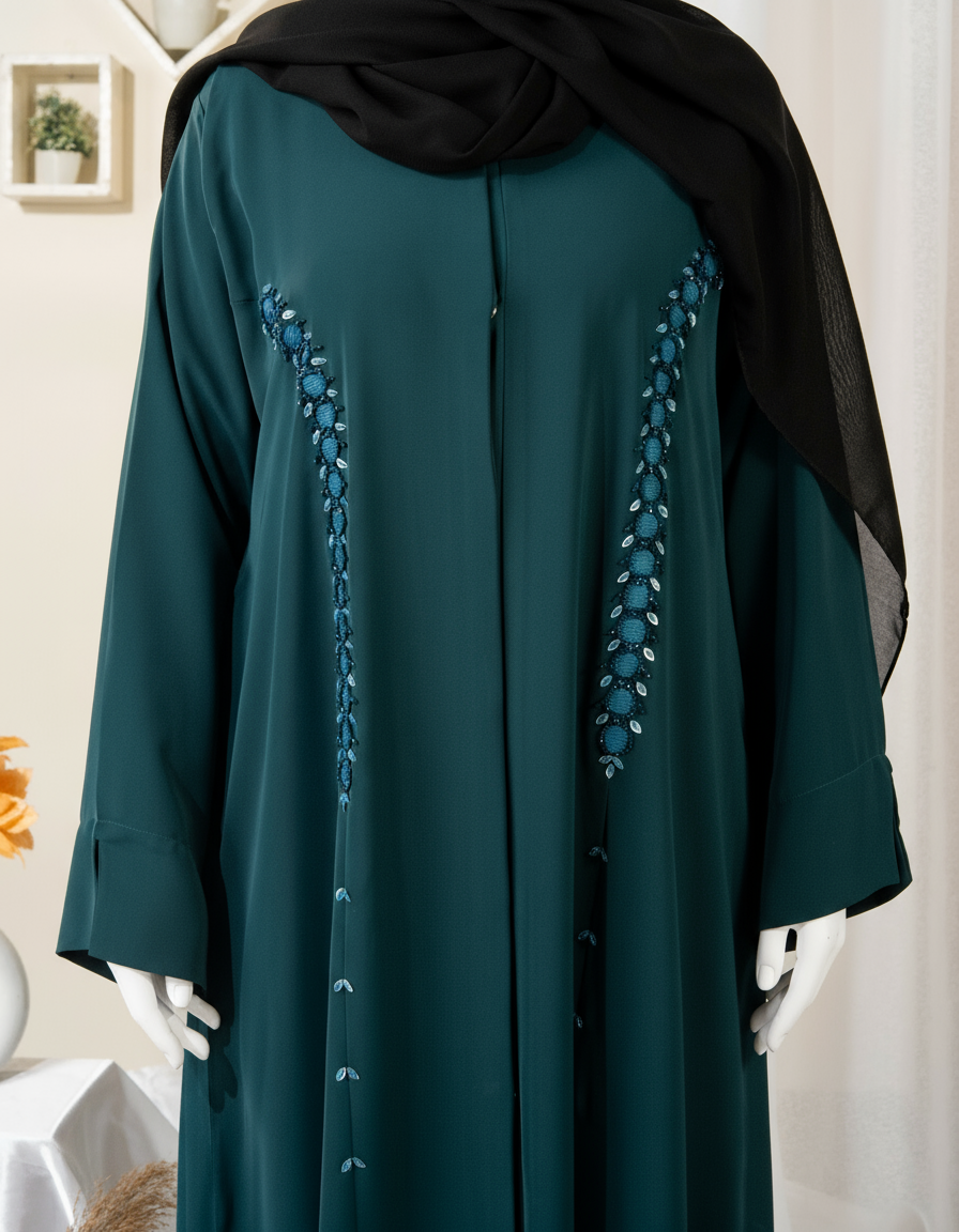 Floral Motif Embroidery Abaya / HD-1602-N