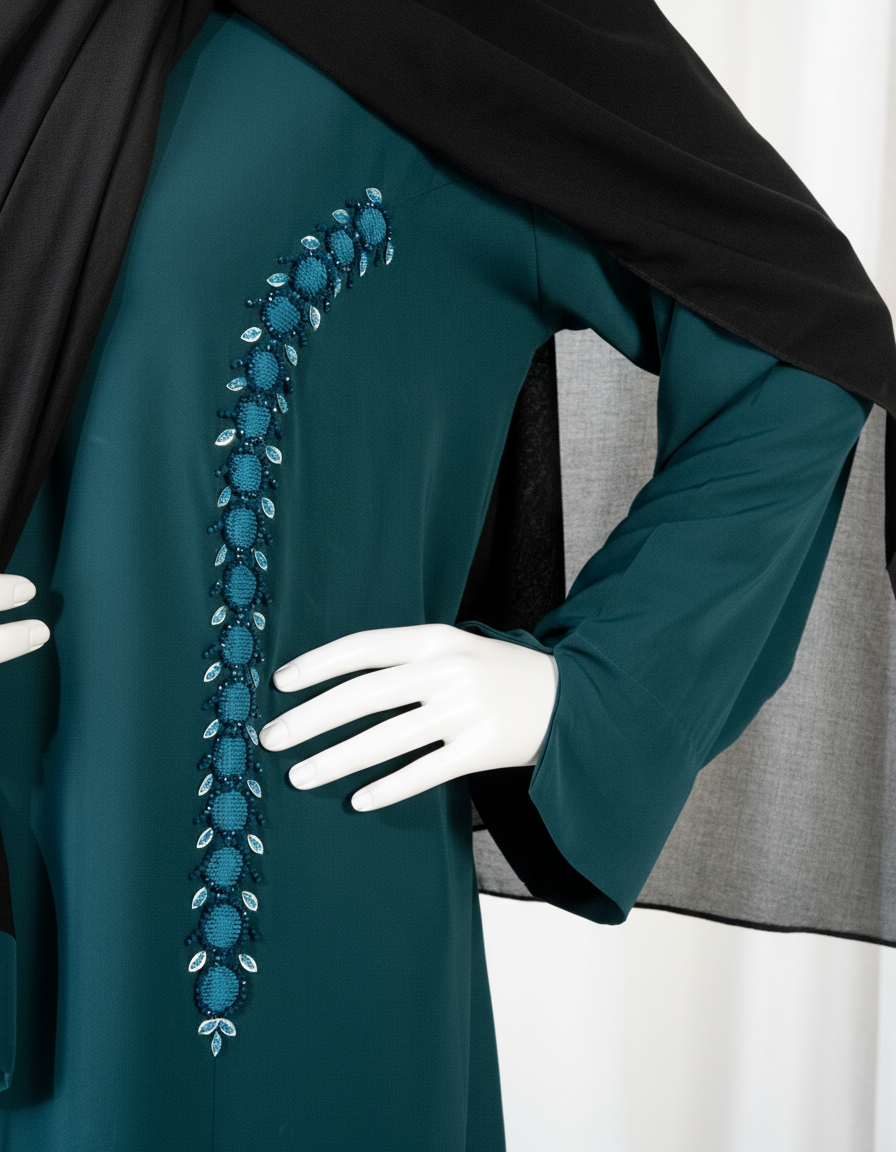 Floral Motif Embroidery Abaya / HD-1602-N