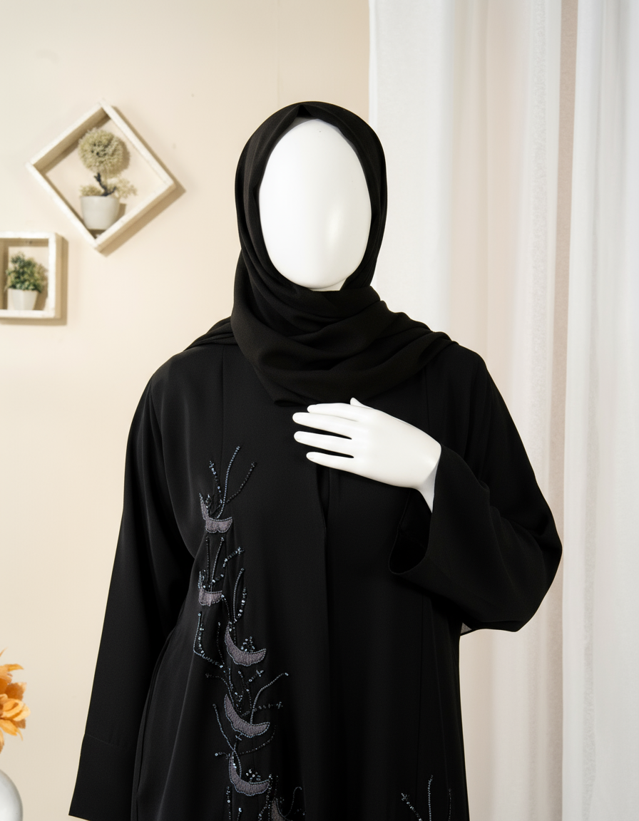 Feather Embroidery Abaya / HD-1597-N
