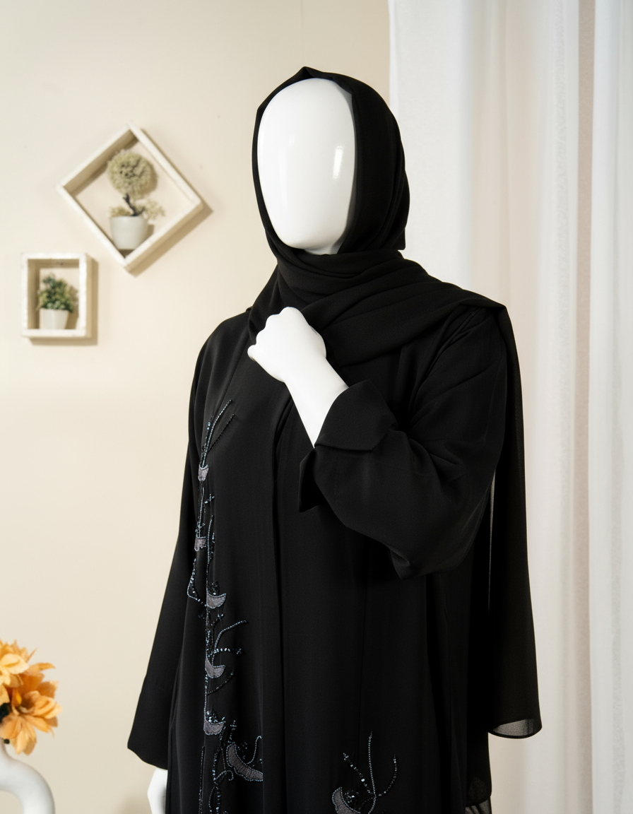 Feather Embroidery Abaya / HD-1597-N