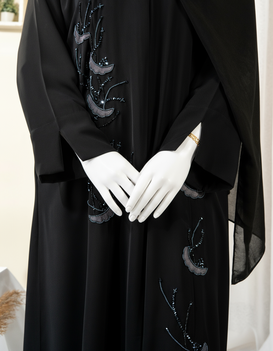 Feather Embroidery Abaya / HD-1597-N