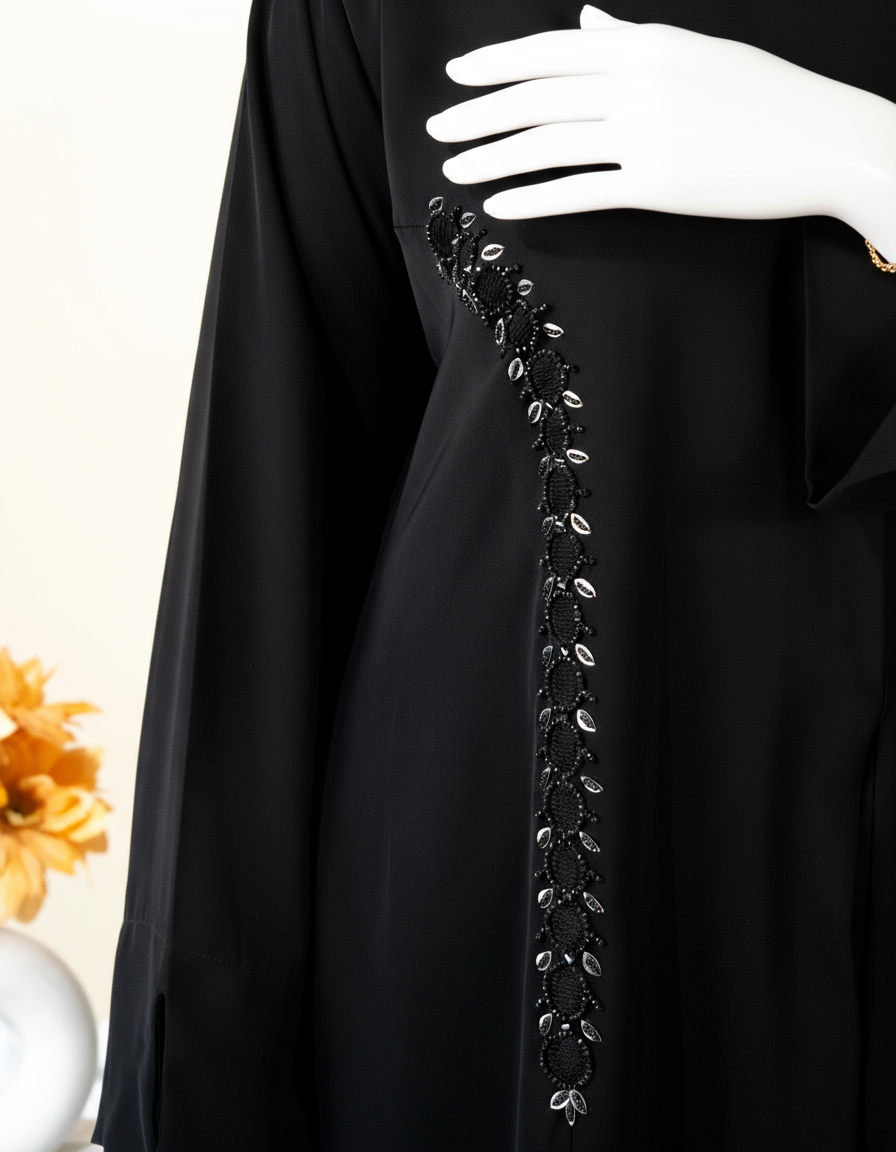 Floral Motif Embroidery Abaya / HD-1602-N