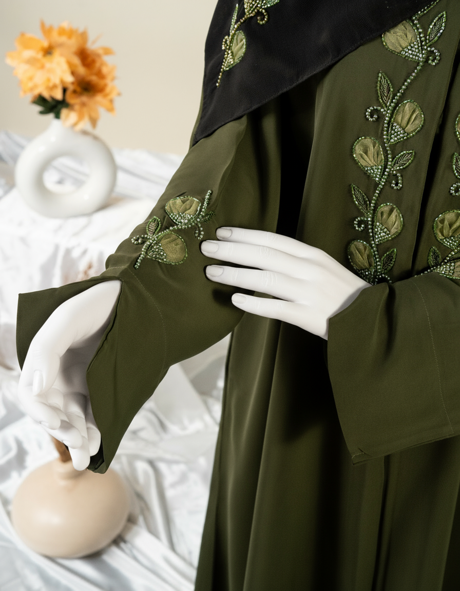 Studded Line Embroidery Abaya - HD-1601-N