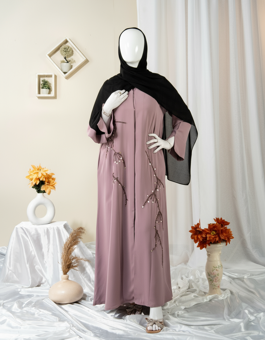 Branch Embroidery Abaya / HD-1605-N