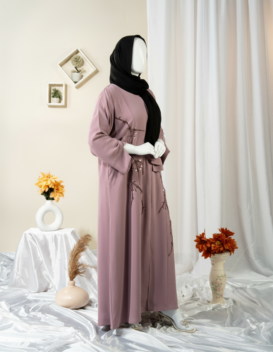 Branch Embroidery Abaya / HD-1605-N