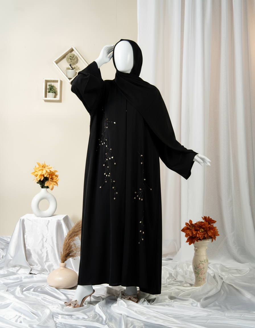 Branch Embroidery Abaya / HD-1605-N