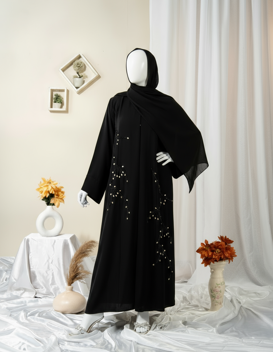 Branch Embroidery Abaya / HD-1605-N