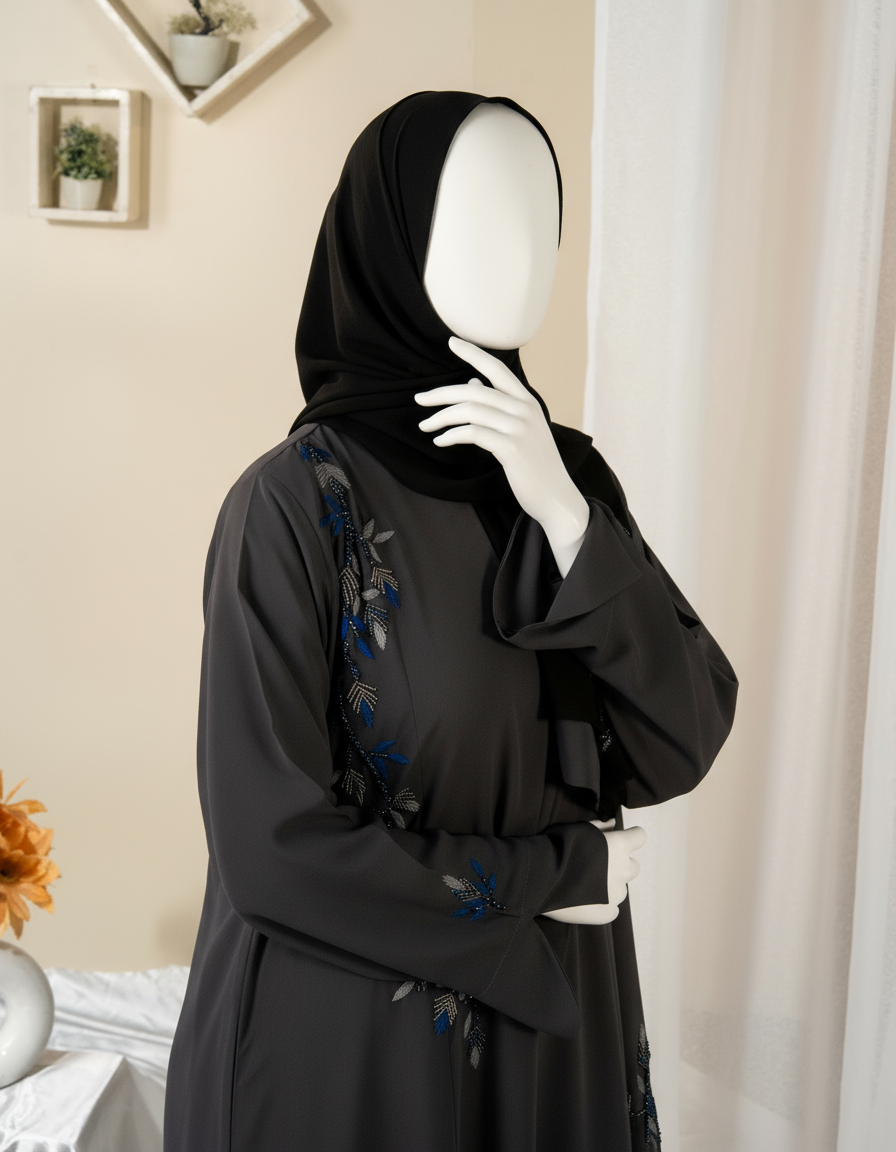 Vine Embroidery Abaya - HD-1593-N