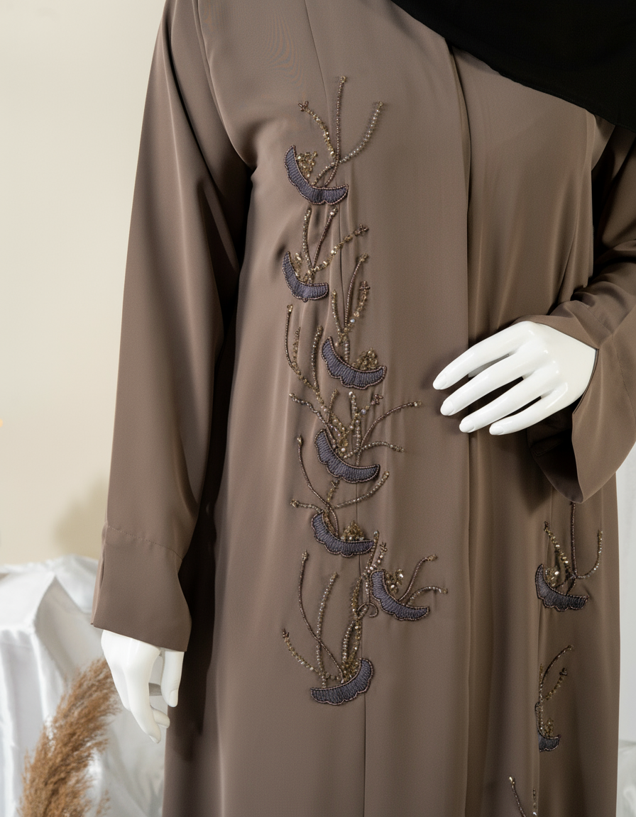 Feather Embroidery Abaya / HD-1597-N