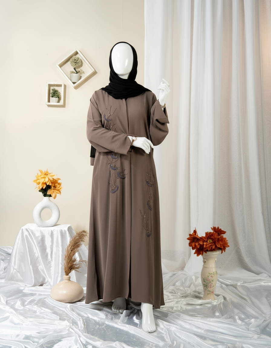 Feather Embroidery Abaya / HD-1597-N