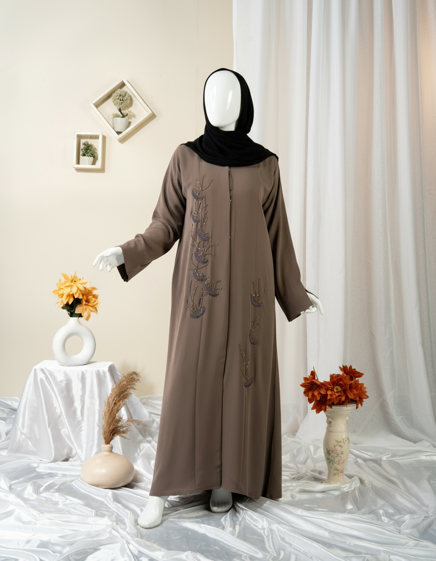 Feather Embroidery Abaya / HD-1597-N