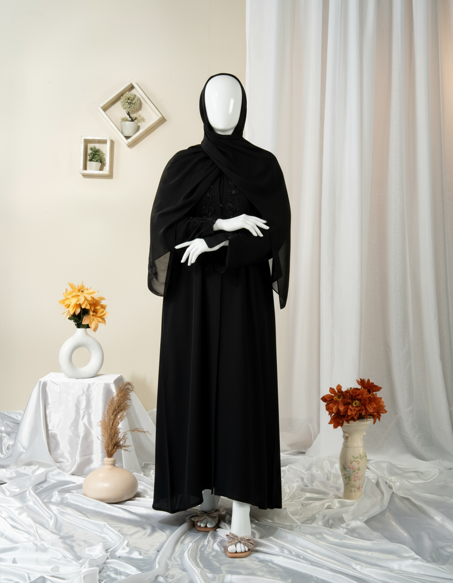 Studded Line Embroidery Abaya