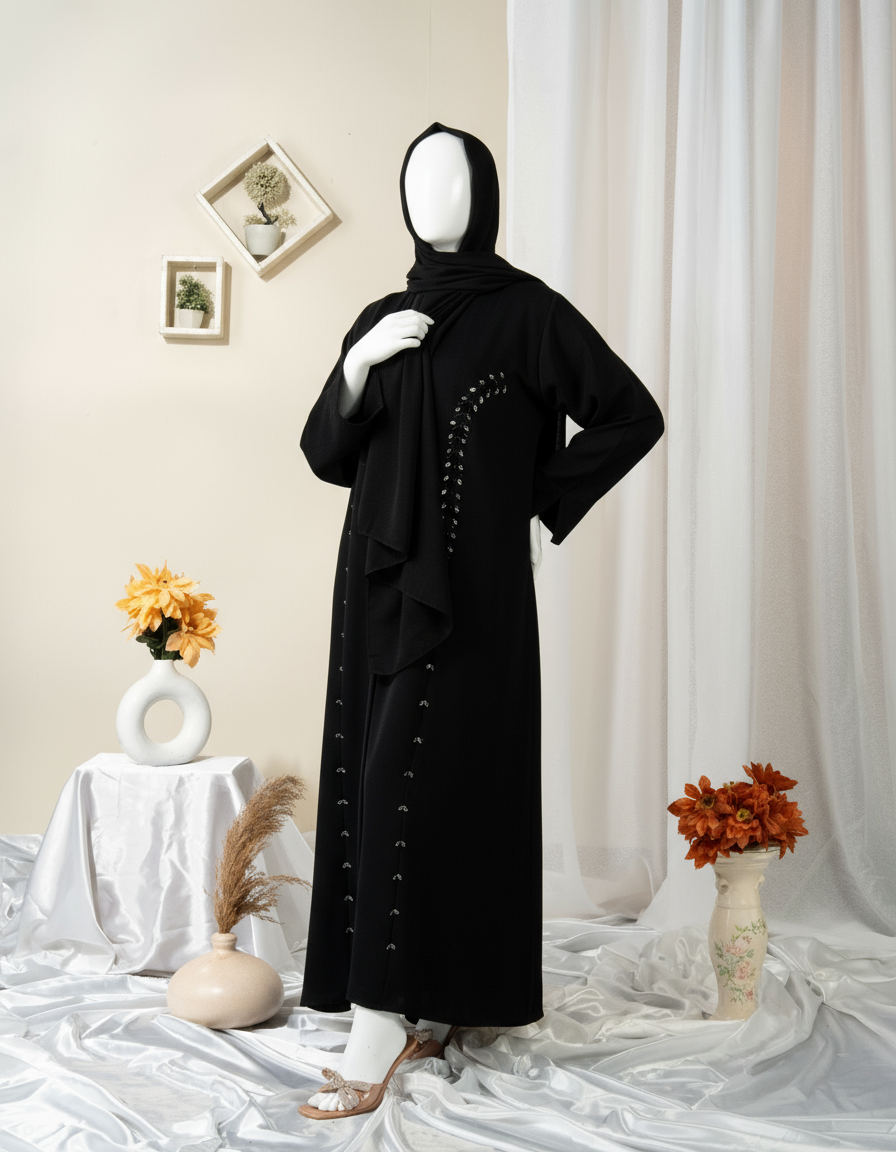 Floral Motif Embroidery Abaya