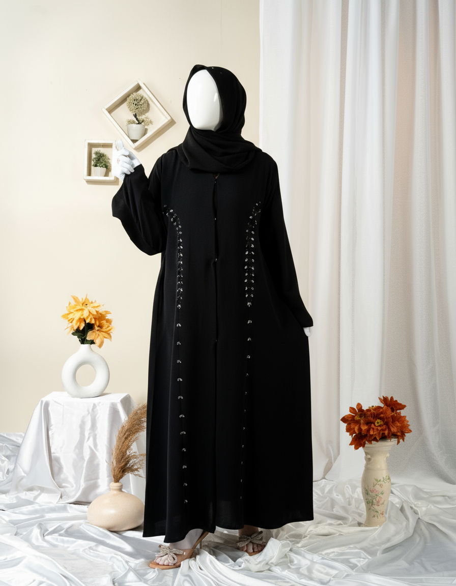 Floral Motif Embroidery Abaya