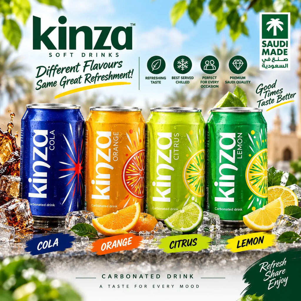 Kinza Soft Drinks – Cola, Orange, Citrus & Lemon