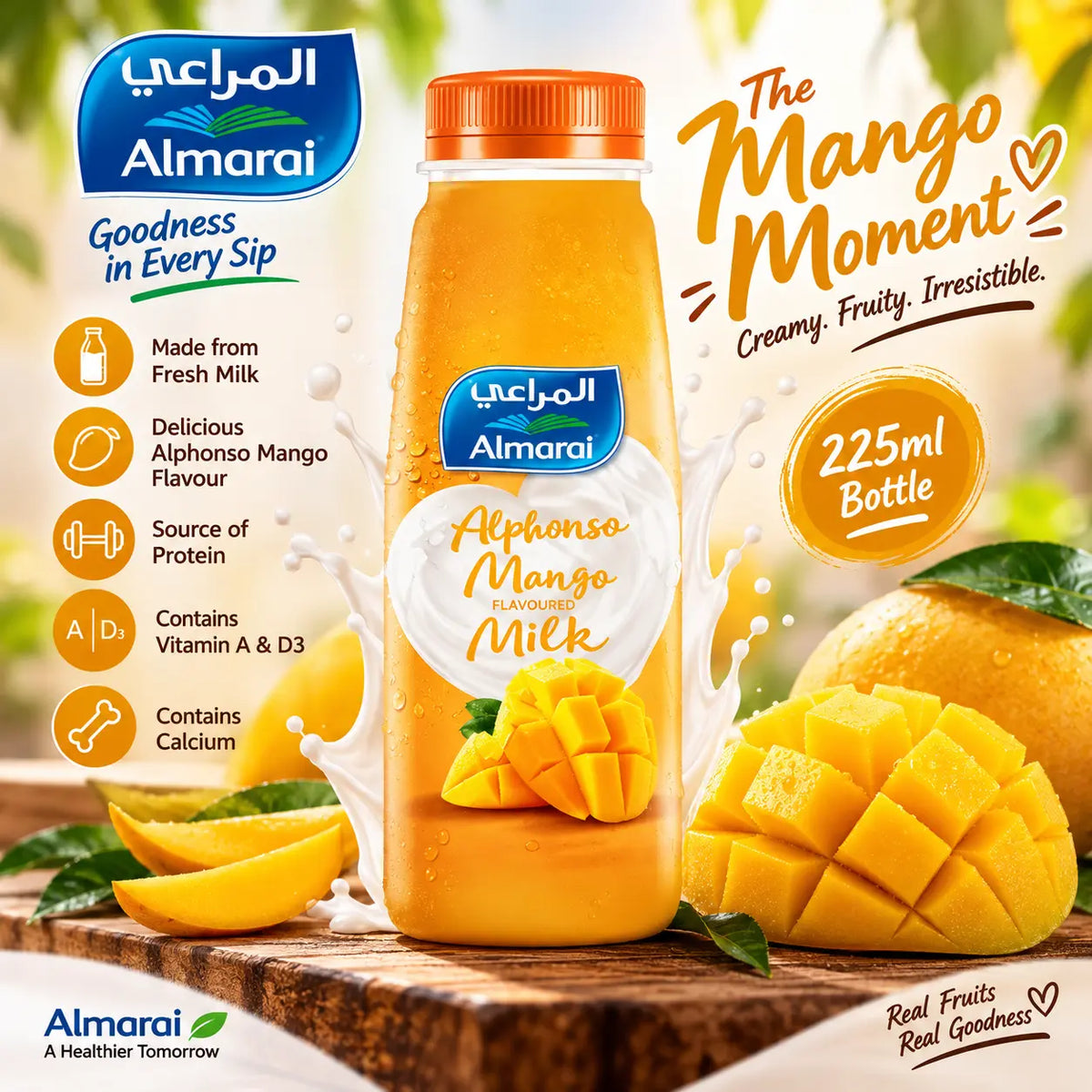 Almarai Fresh Flavored Milk – Chocolate, Mango & Strawberry