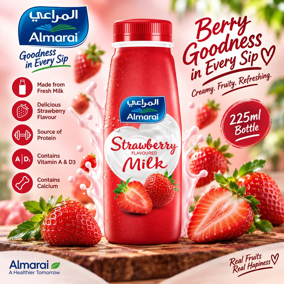 Almarai Fresh Flavored Milk – Chocolate, Mango & Strawberry
