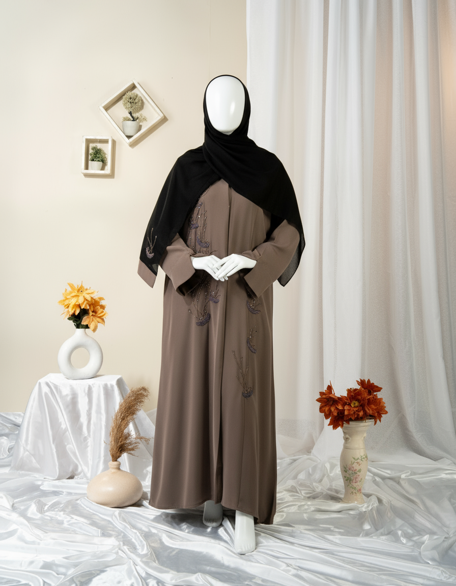 Feather Embroidery Abaya